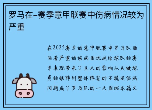 罗马在-赛季意甲联赛中伤病情况较为严重